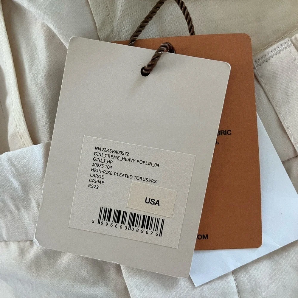 NWT NANUSHKA | GINI - Heavy Poplin High Rise Tailored Pants - Creme | Size Large